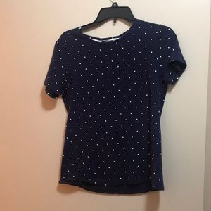 Navy blue polka dot shirt